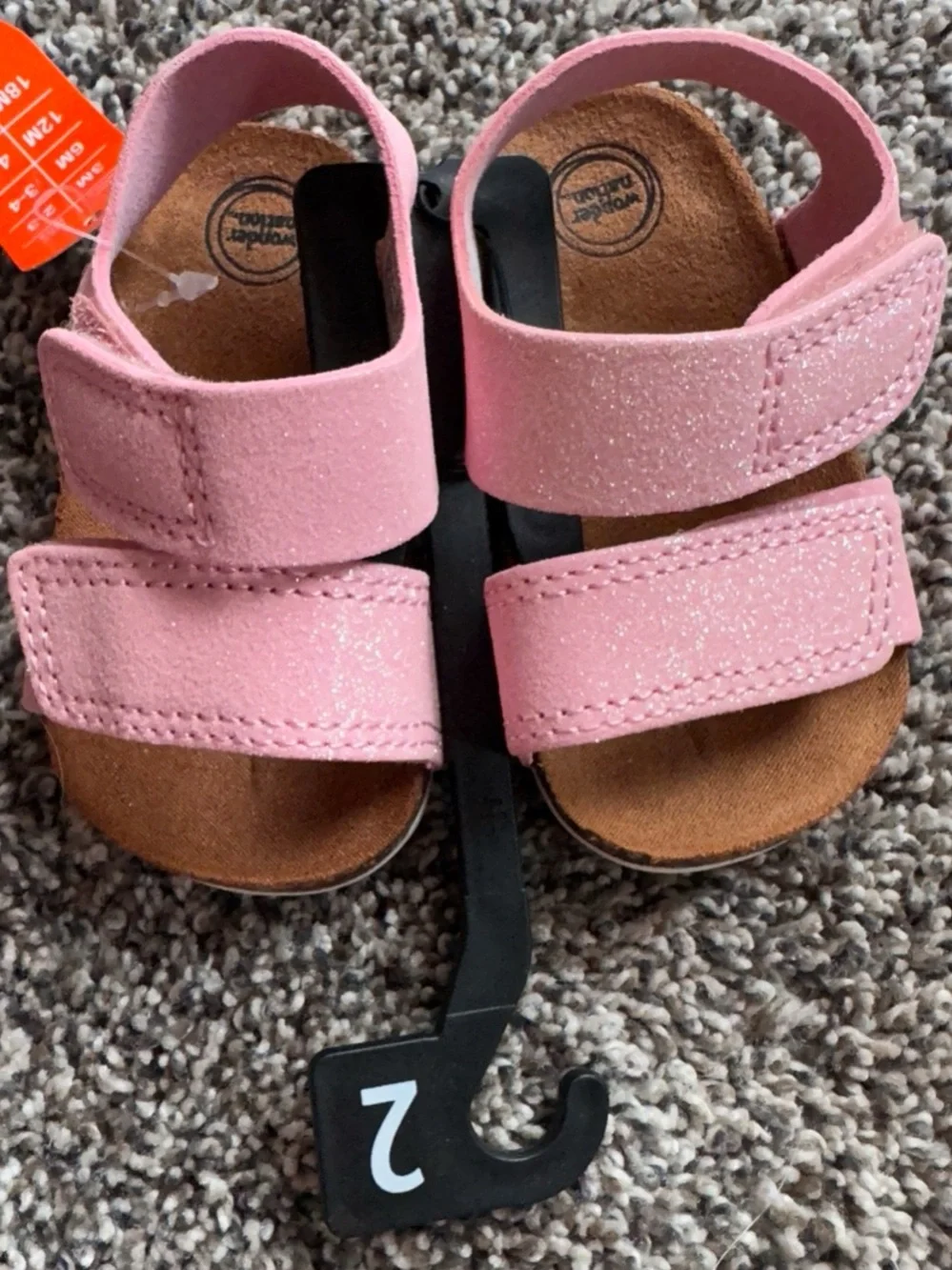 NEW Baby Pink Glitter Double-Strap Sandals